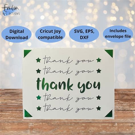 Thank You Insert Card Svg Cut File Joy Compatible Insert Etsy