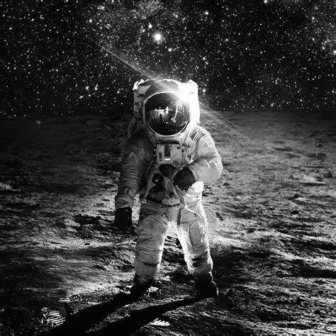 Astronaut Space Art Moon Dark Bw Ipad Air Wallpapers Free Download