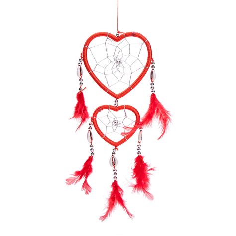 17 Traditional Red Dream Catcher With Feathers Wall Or Car Hanging