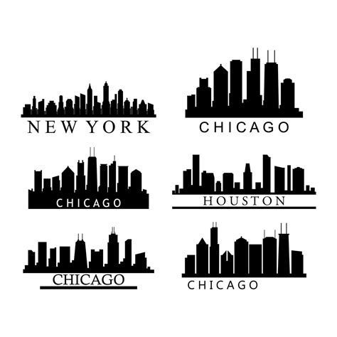Set Of Us City Skylines On White Background 1966979 Vector Art At Vecteezy