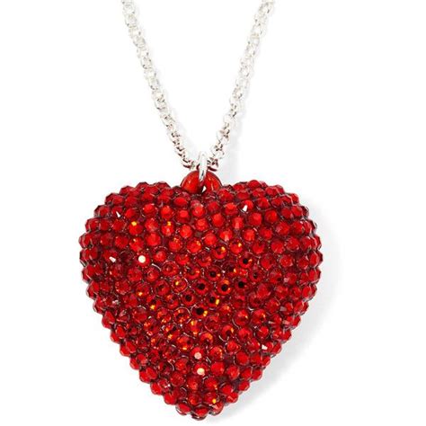 Red Pav Puffed Heart Pendant Necklace 12 Liked On Polyvore Featuring