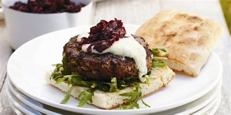 Lamb Burgers With Beetroot Relish And Yogurt