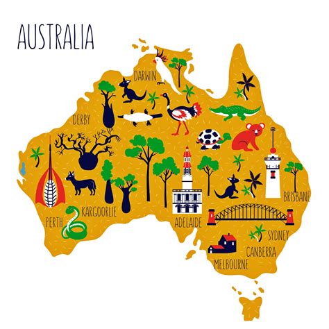 Australia Map Of Major Sights And Attractions