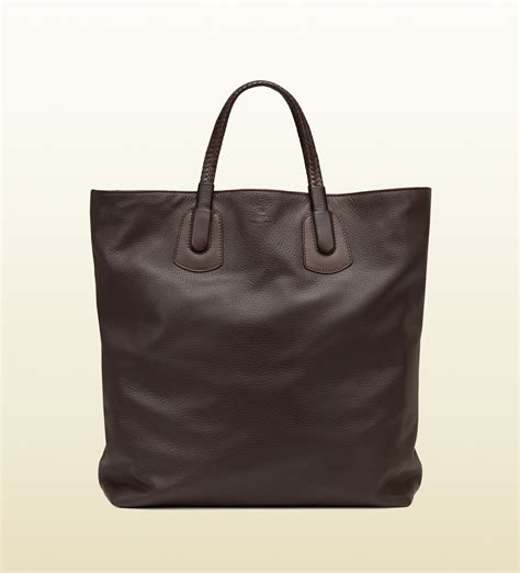Gucci Dark Brown Leather Tote Bag In Brown Lyst
