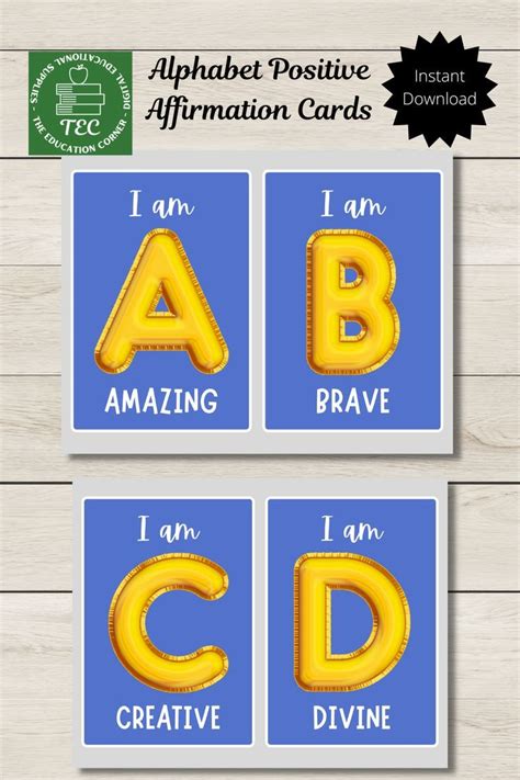 Alphabet Positive Affirmation Cards Positive Words Alphabet
