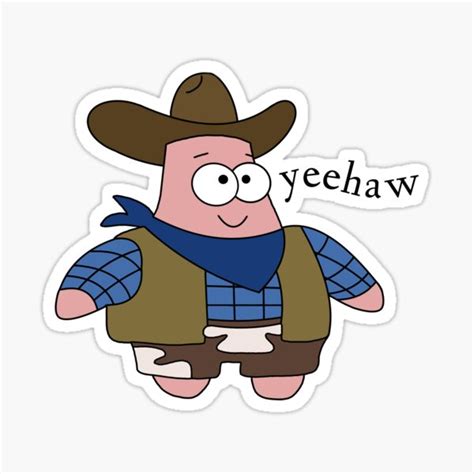 Patrick As A Cowboy Sticker For Sale By Jolynle Redbubble