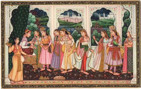 Mughal Miniature Painting Moghul Empire India Handmade Ethnic Romance