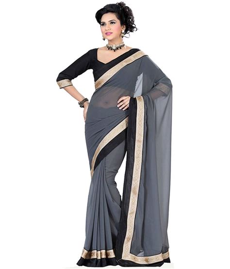 Sk Fashions Grey Chiffon Saree Buy Sk Fashions Grey Chiffon Saree