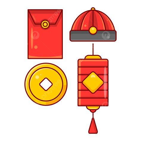 Chinese Element Set Vector Hd Png Images Chinese New Year Icons Set