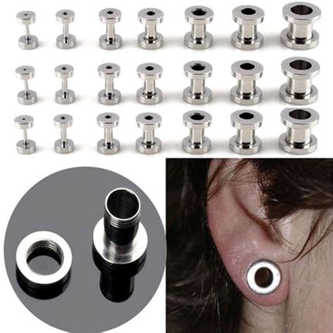 Aliexpress Com Buy Pcs L Stainless Steel Ear Tunnel Plug Kit Stretcher Flesh Expander Size