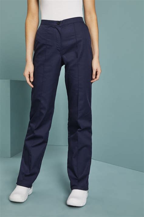 Womens Flat Front Trousers Navy