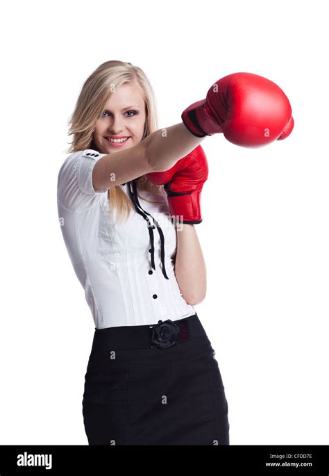 Young Business Woman Boxing Gloves Hi Res Stock Photography And Images