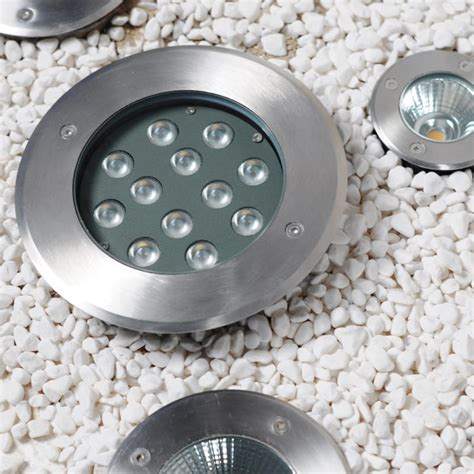 In Ground Recessed Driveway Lights In Concrete Stainless Steel Round 1w