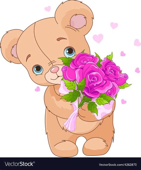 Teddy Bear Giving Bouquet Download A Free Preview Or High Quality