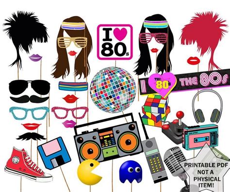 80s Photo Booth Props 80s Party Props Etsy 70s Party Eighties