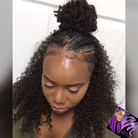 Hairstyles half up half down black hair. Half up half down sewin | Braid half up half down, Braided ...