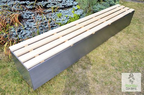 Stunning modern london small garden design. Modern Garden Bench | Stainless steel contemporary seating ...