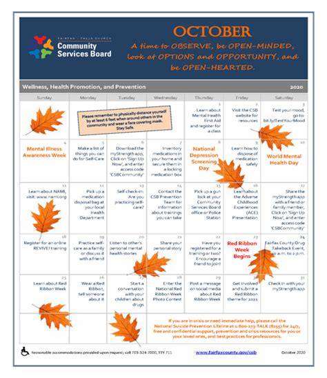 Wellness Activities Calendar Archive Community Services Board