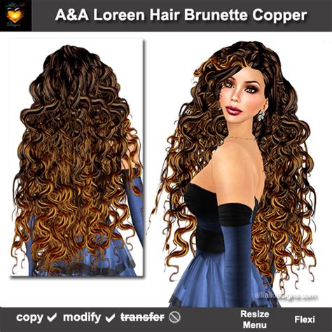 Second Life Marketplace Aanda Loreen Hair Brunette Copper Demo Color