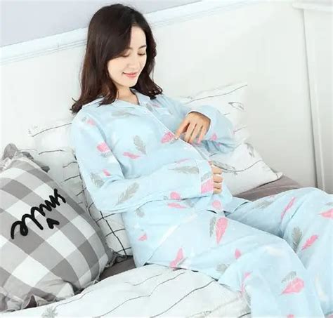 Fdfklak Print Cotton Maternity Sleepwear Pyjamas Pregnant Women Pajamas Set Autumn Winter