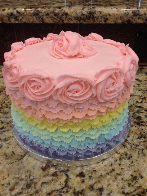 Pastel Rainbow Ruffle Cake