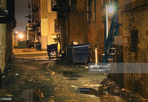 Dark Gritty Inner City Urban Alley High Res Stock Photo Getty Images