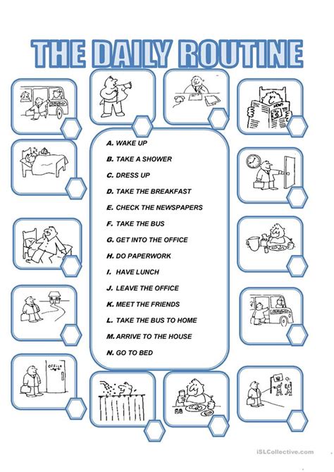 esl daily routine worksheets