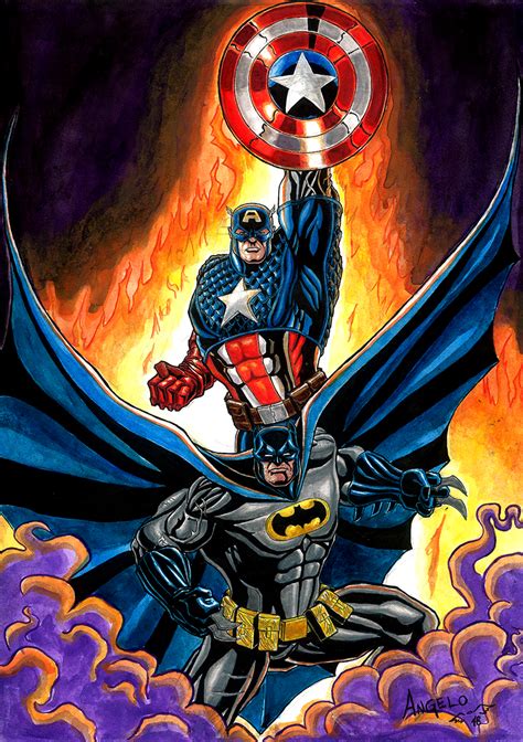 Captain America And Batman By Angelodecapuaart On Deviantart