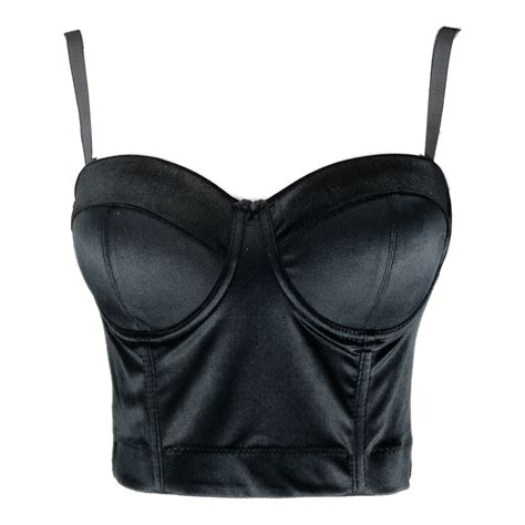 velvet soft bustier crop top push up women s corset top bra black fancymake