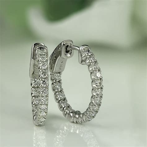 K White Gold Small Round Diamond Hoop Earrings Ct Tw H I Si