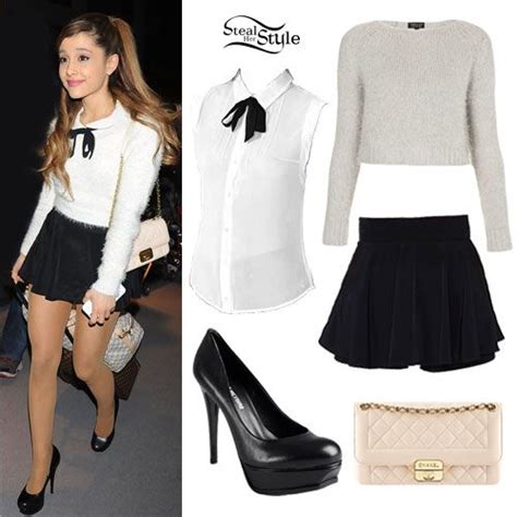 Ariana Grande Gray Fuzzy Sweater Quilted Bag Style Steal Moda