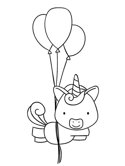 Door te kleuren, werken de handspieren van uw kind. Kleurplaat Eenhoorn met ballonnen | Leukekleurplaten.nl