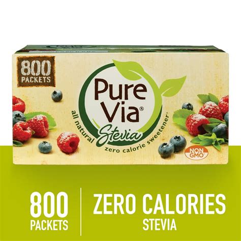 Pure Via All Natural Stevia Sweetener Packets Zero Calorie 800 Ct