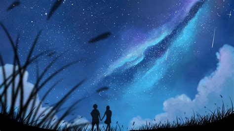 Desktop Wallpaper Couple Love Holding Hands Outdoor Night Silhouette Hd Image Picture