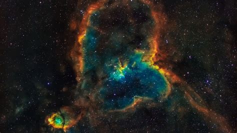 Green Yellow Orange Nebula Glow Space Galaxy Stars Sky 4k Hd Space