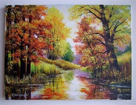 Autumn Impasto Original Oil Painting Landscape Forest