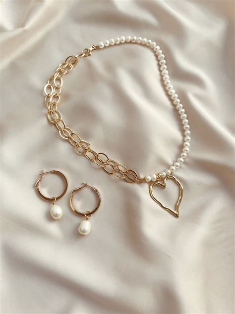 Gold Pearl Necklace Pearl Choker Chain Necklace Bridal Etsy