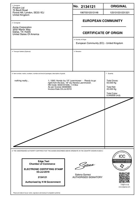 Certificate Of Origin A Simple And Easy Guide Template Ice Cargo My