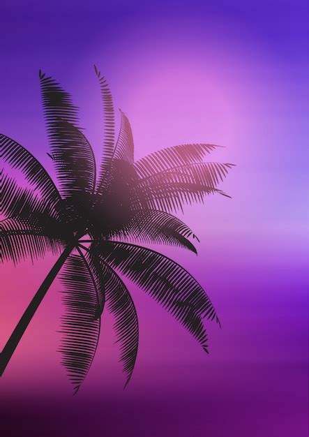 Free Vector Palm Tree Silhouette On Gradient Background
