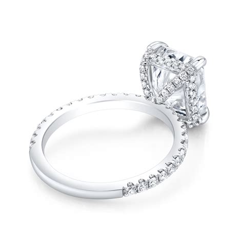 1 8ct radiant cut natural diamond hidden halo pave basket diamond engagement ring gia