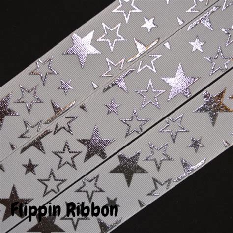 Silver Star Ribbon 1 12 Inch Printed Grosgrain Ribbon