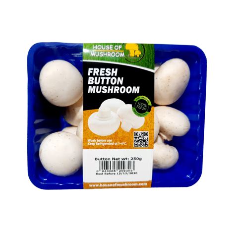 Fresh White Button Mushroom 250gm House Of Mushroom