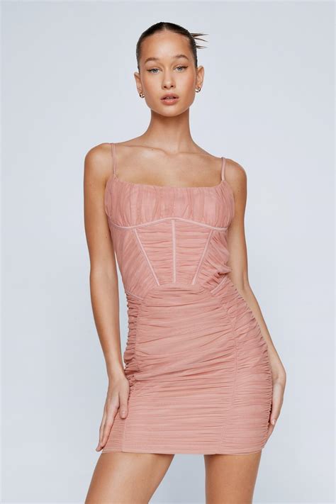 Mesh Structured Corset Mini Dress Nasty Gal