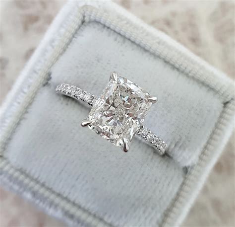 Diamond Engagement Ring 220 Carat Elongated Cushion Diamond Etsy In