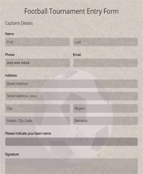 Free Online Sports Events Form Template 123formbuilder