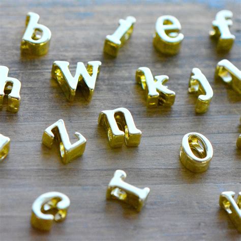 1 Gold Lowercase Alphabet Charm Beads Shiny 24k Gold Plated Etsy