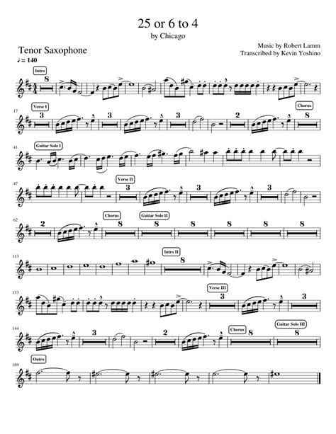 Create even more, even faster with storyblocks. "25 or 6 to 4" by Chicago (Tenor Sax) Sheet music for Tenor Saxophone | Download free in PDF or ...