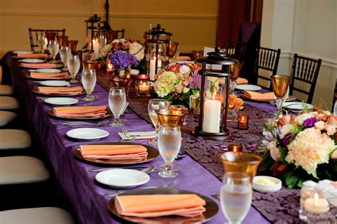 Purple And Orange Wedding Table Linens