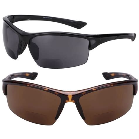 2 pair of the skillful lightweight sport wrap polarized bifocal sunglasses black tortoise