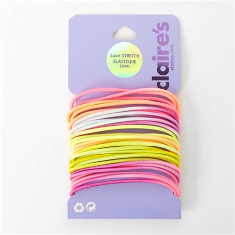 Luxe Elastic Hair Ties Neon Brights 30 Pack Claires